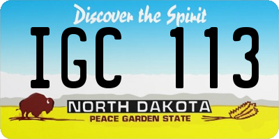 ND license plate IGC113