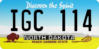 ND license plate IGC114