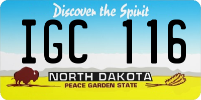 ND license plate IGC116