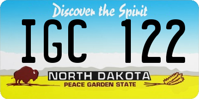 ND license plate IGC122