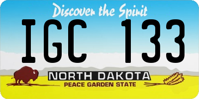 ND license plate IGC133