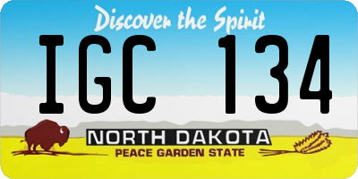 ND license plate IGC134