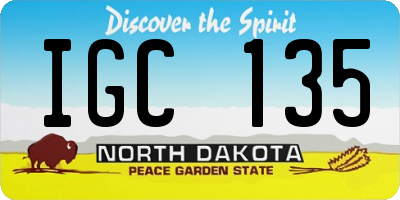 ND license plate IGC135