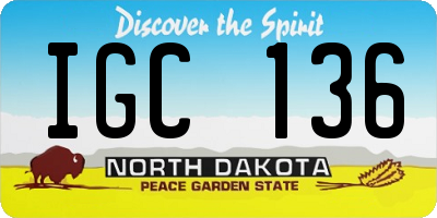 ND license plate IGC136