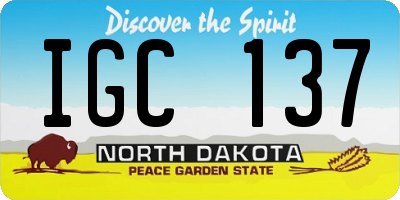 ND license plate IGC137