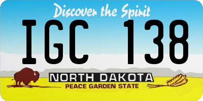 ND license plate IGC138