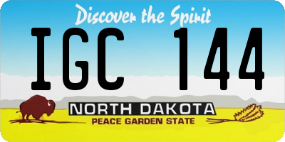 ND license plate IGC144
