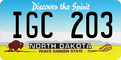 ND license plate IGC203