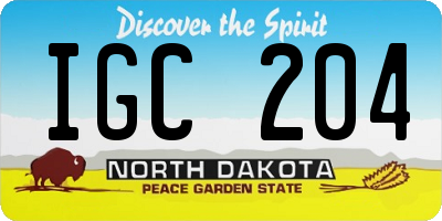 ND license plate IGC204