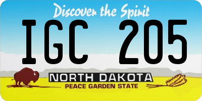 ND license plate IGC205