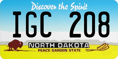 ND license plate IGC208
