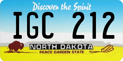 ND license plate IGC212