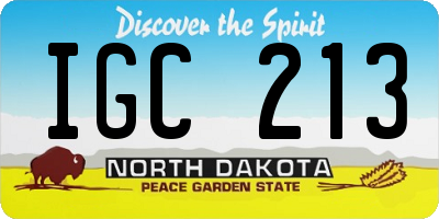 ND license plate IGC213