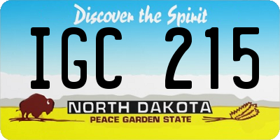 ND license plate IGC215