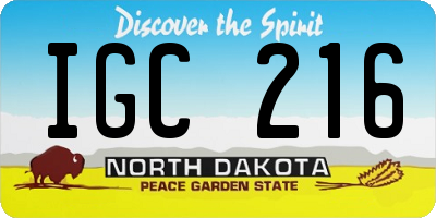 ND license plate IGC216