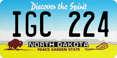 ND license plate IGC224