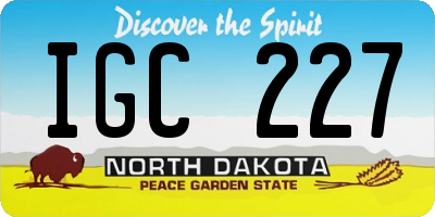 ND license plate IGC227