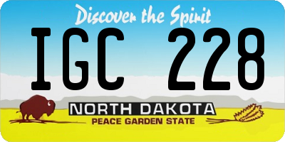 ND license plate IGC228