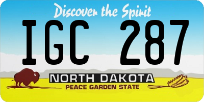 ND license plate IGC287