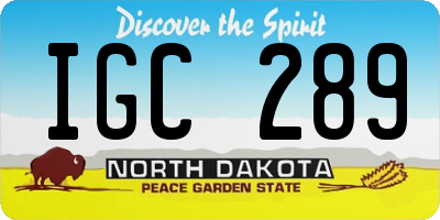 ND license plate IGC289