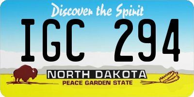 ND license plate IGC294