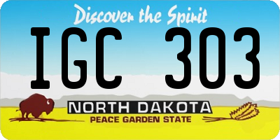 ND license plate IGC303