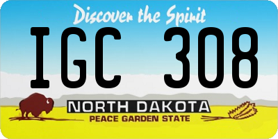 ND license plate IGC308