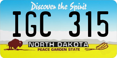 ND license plate IGC315