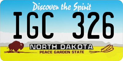 ND license plate IGC326