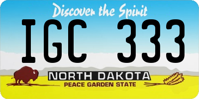 ND license plate IGC333