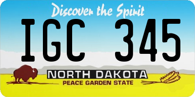 ND license plate IGC345