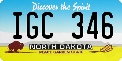 ND license plate IGC346