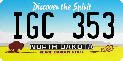 ND license plate IGC353