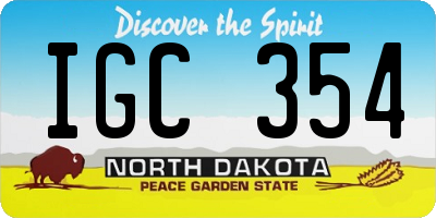 ND license plate IGC354