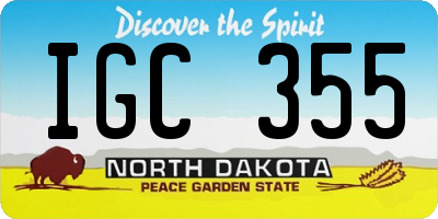 ND license plate IGC355