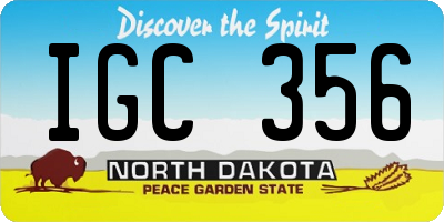 ND license plate IGC356