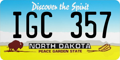 ND license plate IGC357
