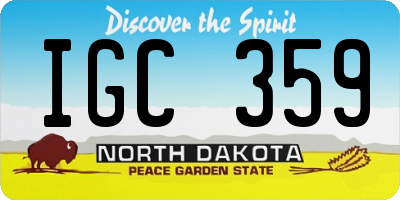 ND license plate IGC359