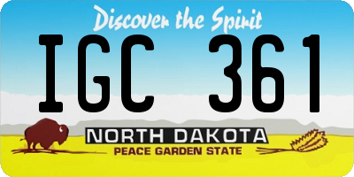ND license plate IGC361