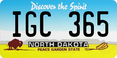 ND license plate IGC365