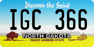 ND license plate IGC366