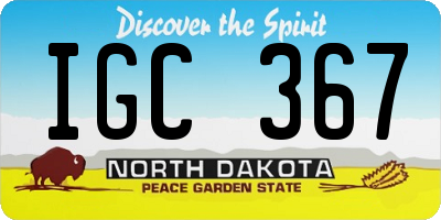 ND license plate IGC367