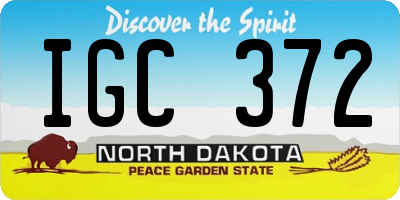 ND license plate IGC372