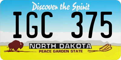 ND license plate IGC375