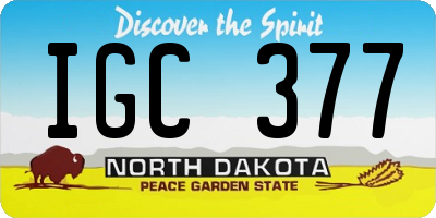 ND license plate IGC377
