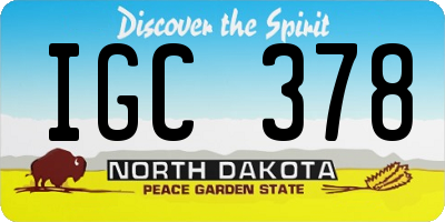ND license plate IGC378