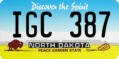 ND license plate IGC387