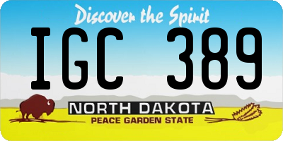 ND license plate IGC389