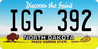 ND license plate IGC392