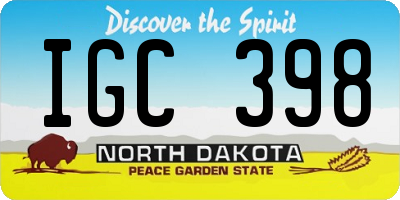 ND license plate IGC398